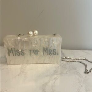 White Box-Style Clutch with Pearl Embellishments